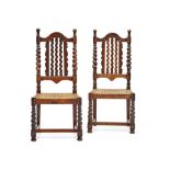 A pair of South African stinkwood and bone-inlaid side chairs, 20th century probably after a