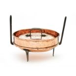 A Cape copper and iron tart pan, TH & BT Lawton, 1863-1891 the base and cover with foldover rims,