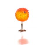 A 'Pulcino' glass bird, Alessandro Pianon for Vistosi, 1960s the textured tangerine body with