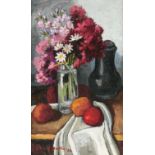 David Johannes Botha Still Life with Flowers and Fruit signed and dated 90 oil on canvas laid down