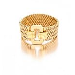 Italian 18ct gold bracelet, Cunico Remo, Bassano del Grappa the textured woven bracelet with a