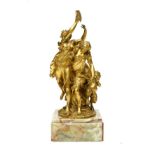 After Claude Michel Clodion, late 19th/early 20th century "A gilt-bronze group of bacchante and a