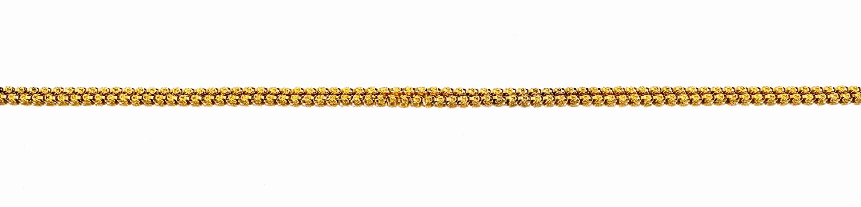 18ct gold chain the two strands composed of oval and rope-twist links, length approximately 350mm