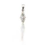 Diamond single-stone pendant "claw-set with a marquise-cut diamond weighing 1.05 carats, set to a