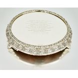 A William IV silver presentation plateau, Messrs Barnard, London, 1832, with Sheffield-plate mount