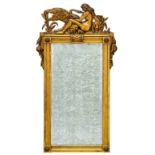 A Danish giltwood overmantel mirror, 19th century the moulded rectangular frame enclosing a bevelled