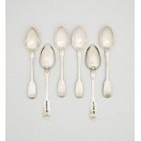 Six Cape silver Fiddle pattern teaspoons, Johannes Combrink, first half 19th century 125g all in