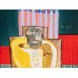 Robert Griffiths Hodgins The Man in the Fairground Booth signed, dated 2003, inscribed with the