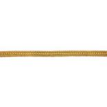14ct gold necklace designed as a line of oval links between double-beaded woven borders, later