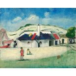 Pranas Domsaitis Holiday Cottage signed with the artist's monogram oil on board 39,5 by 49,5cm