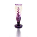 A French cameo glass vase, Charles Schneider for Le Verre Français, 1920s baluster, on a spreading