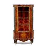 A kingwood and inlaid gilt-metal-mounted vitrine, late 19th century the serpentine shaped mottled