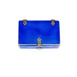 Silver-mounted guilloché enamel box, Stockwell & Co, London, 1929 rectangular, the blue-enamelled