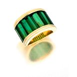 Tourmaline ring channel-set with eight rectangular-cut tourmalines, stamped maker's mark 'ANPA',