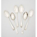 Six Cape silver Old English pattern table spoons, Johannes Combrink, first half 19th century each