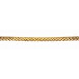 18ct gold necklace composed of graduated brick-links with bead terminals, repair, length