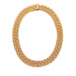 Italian 14ct gold necklace woven and plaited, length approximately 415mm