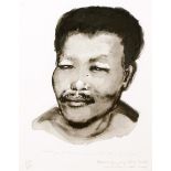 Marlene Dumas Portrait of a Young Nelson Mandela signed and dated 2008, numbered 137/250,