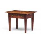 A Cape teak peg-top side table, early 19th century the rectangular three-plank top above a frieze