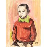 Peter Clarke Portrait of a Young Boy signed and dated 15.3.1972 gouache 48 by 35,5cm