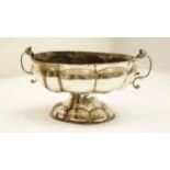 A late 19th century Dutch silver twin handled oval pedestal bowl, import mark Samuel Boyce