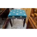 An old mahogany and upholstered stool, o