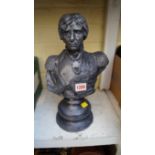 A cast solid lead bust of Nelson, 34cm h
