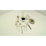 A silver three piece condiment set; toge