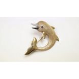 A 9ct gold dolphin brooch.