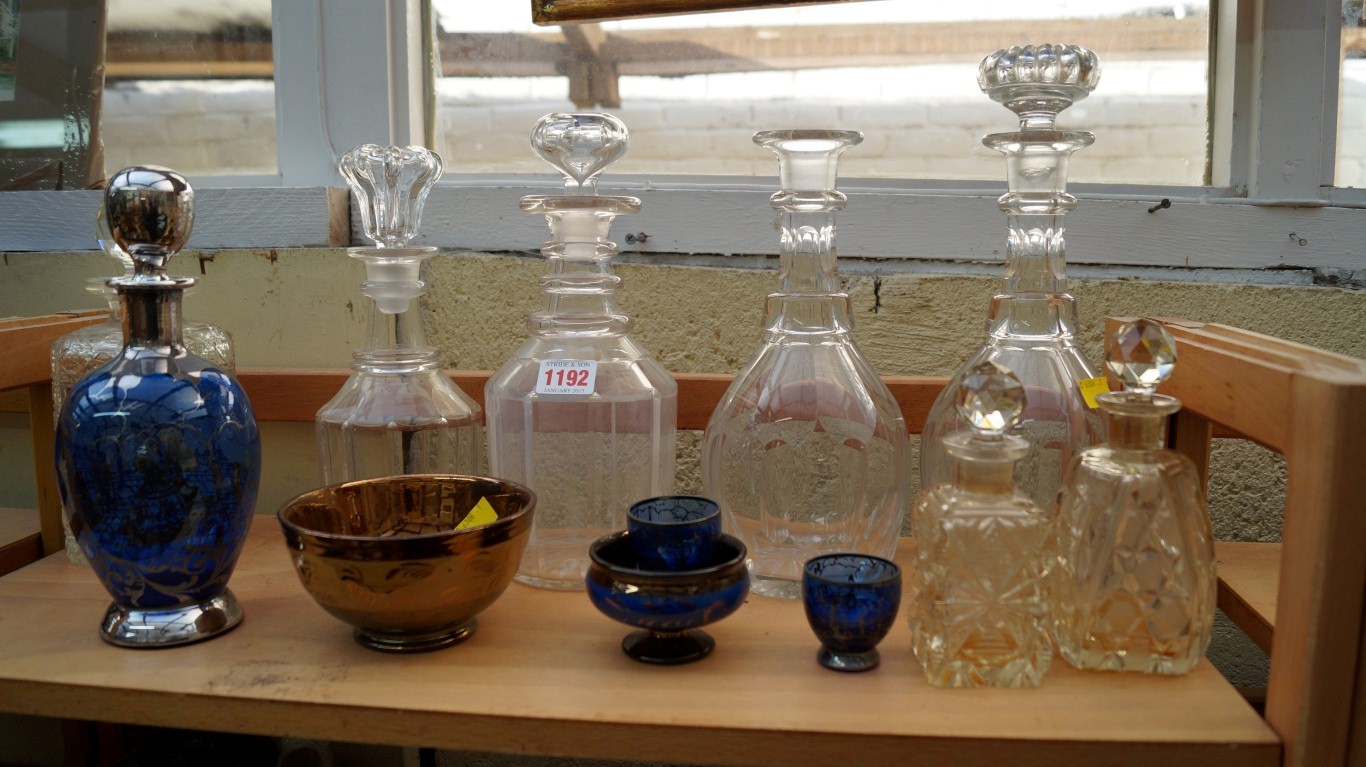A small quantity of antique cut glass de
