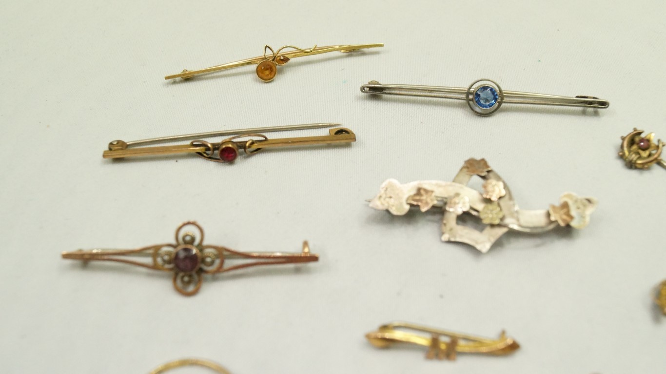 Seven various gold and other brooches; t - Image 2 of 2