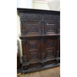 A 19th century Felmish carved oak armoire, 148cm wide, (comprising earlier elements). Condition