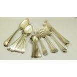 A quantity of silver Old English pattern cutlery, mostly by J Rodgers & Sons, Sheffield 1920s/30s,