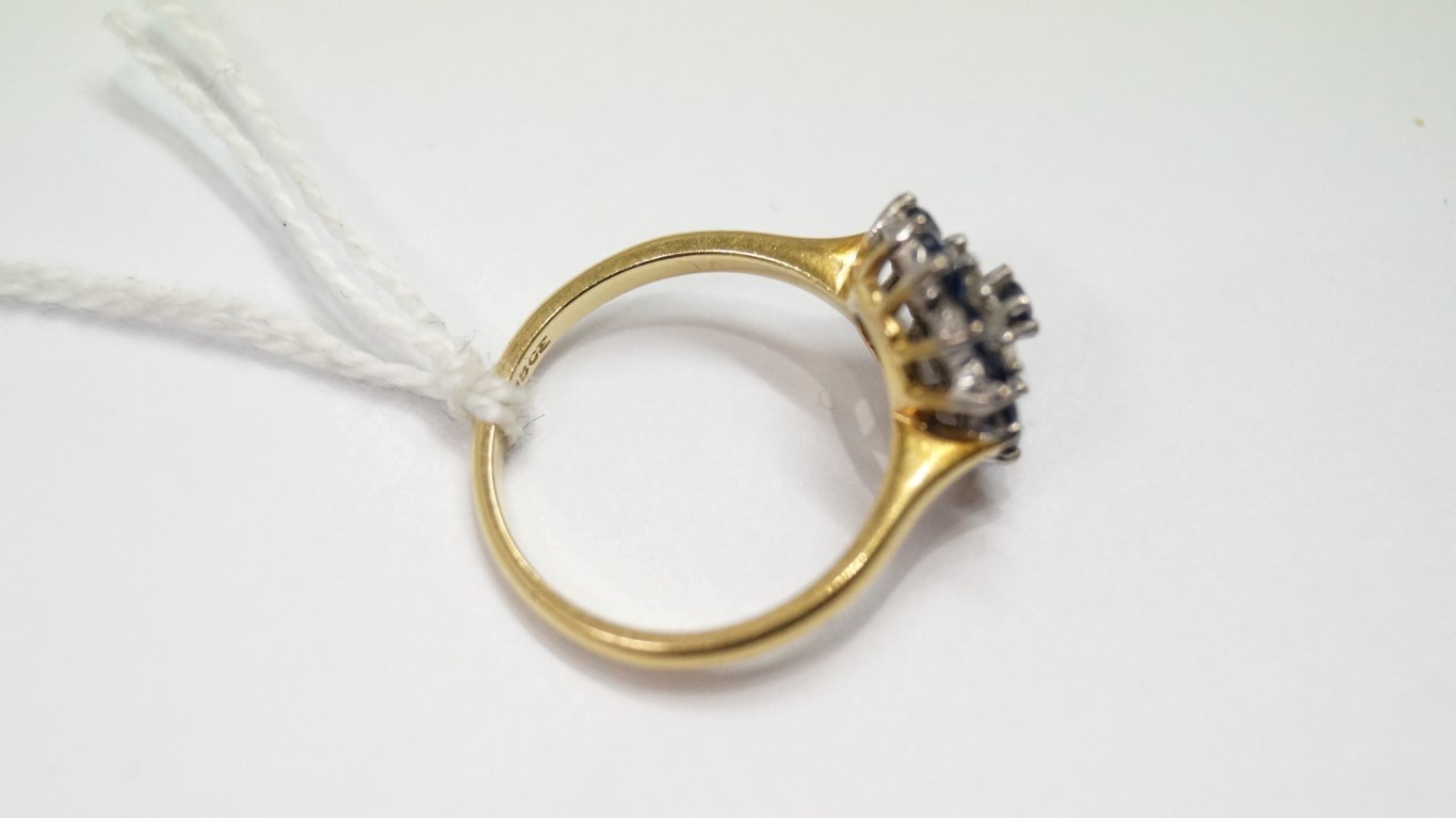 An 18ct gold diamond and sapphire floral - Image 6 of 6