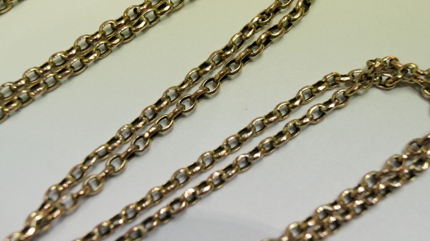 A 9ct gold longuard chain 140cm,10.8g. - Image 2 of 2