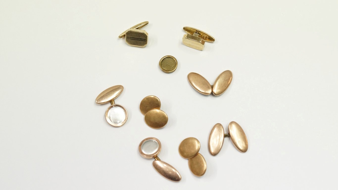 Four various pairs of gilt metal cufflin