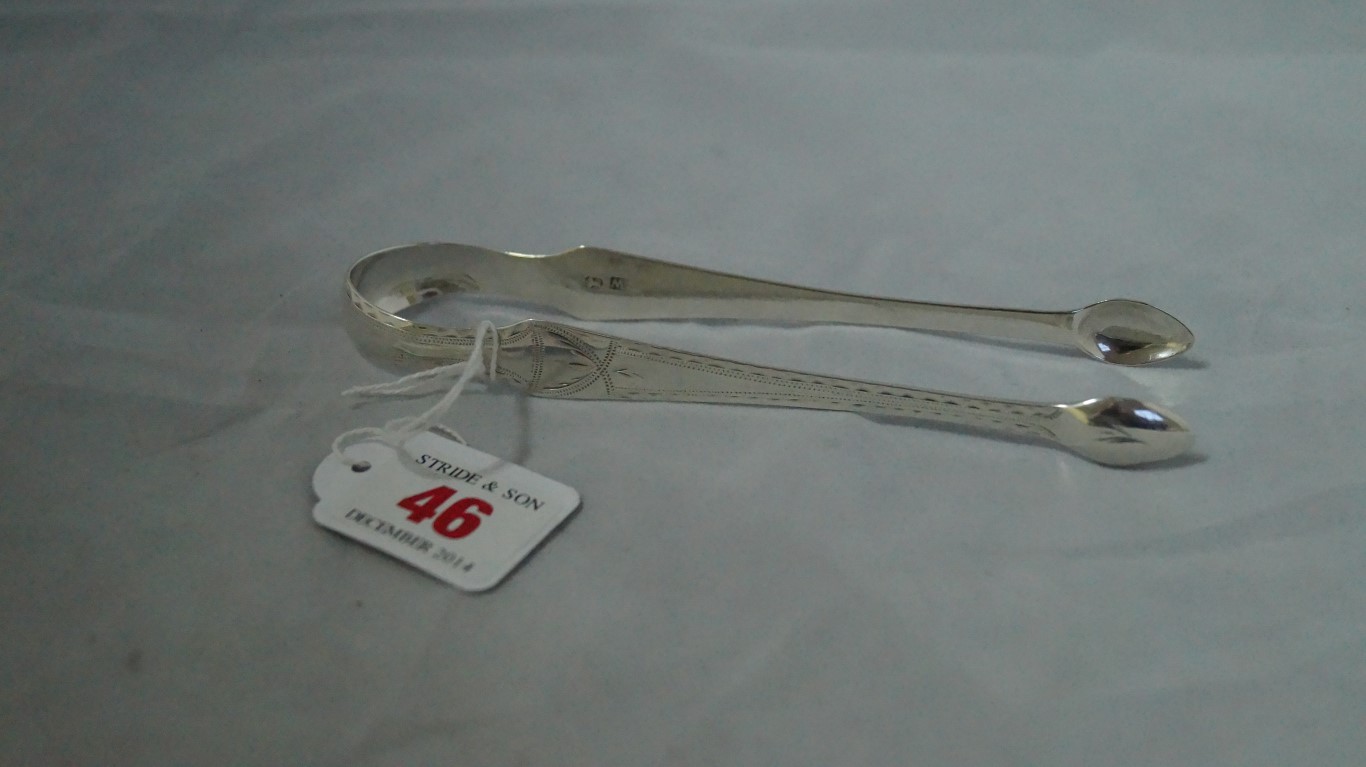 A pair of George III silver bright cut s - Image 3 of 4