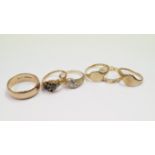 Five various 9ct gold rings, 12g approxi