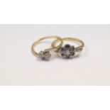 An 18ct gold and platinum ring, set six