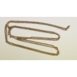 A 9ct gold longuard chain 140cm,10.8g.