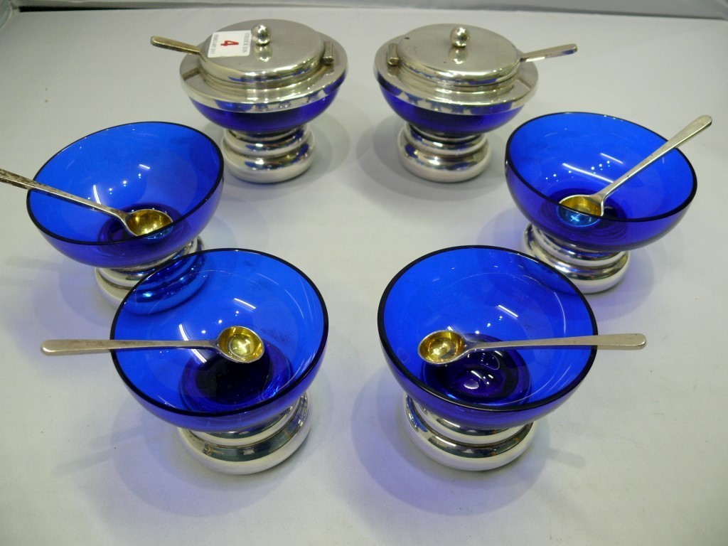 A set of six contemporary silver and blu - Image 4 of 10