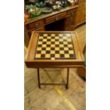 An old walnut chequerboard inlaid games