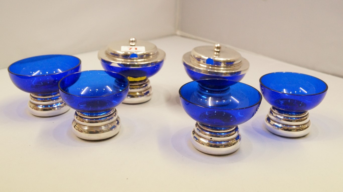 A set of six contemporary silver and blu - Image 3 of 10