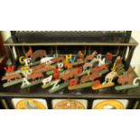 Twenty-three vintage polychrome painted plywood animal alphabet figures. Condition Report: missing D