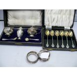 A cased set of six silver and enamel coffee spoons, by Turner & Simpson, Birmingham 1948; together