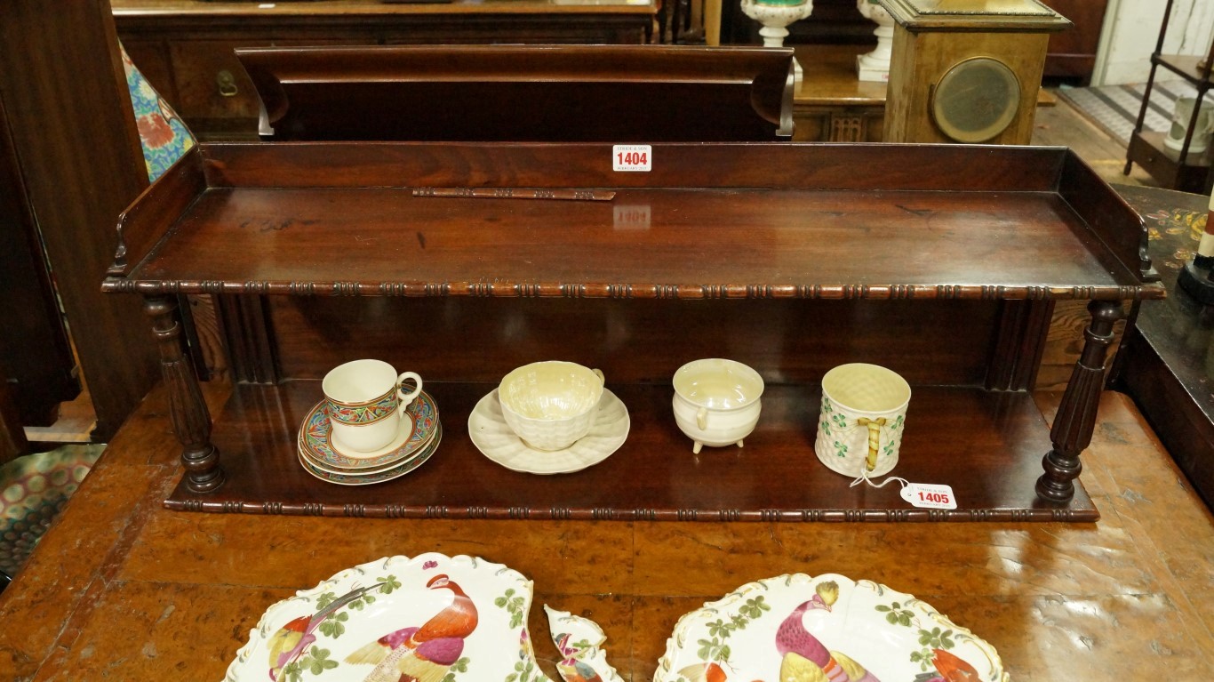 A William IV mahogany two tier shelf, 72