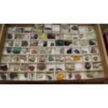 A collection of mineral specimens, each