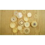 Four ivory circular counter boxes and co