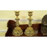 A pair of late 19th century cast brass c