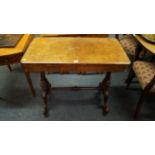 A Victorian walnut card table, with roun